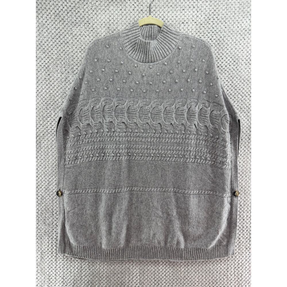 Talbots Sweater Poncho Womens S Gray Knit Mock Neck - Picture 2 of 7